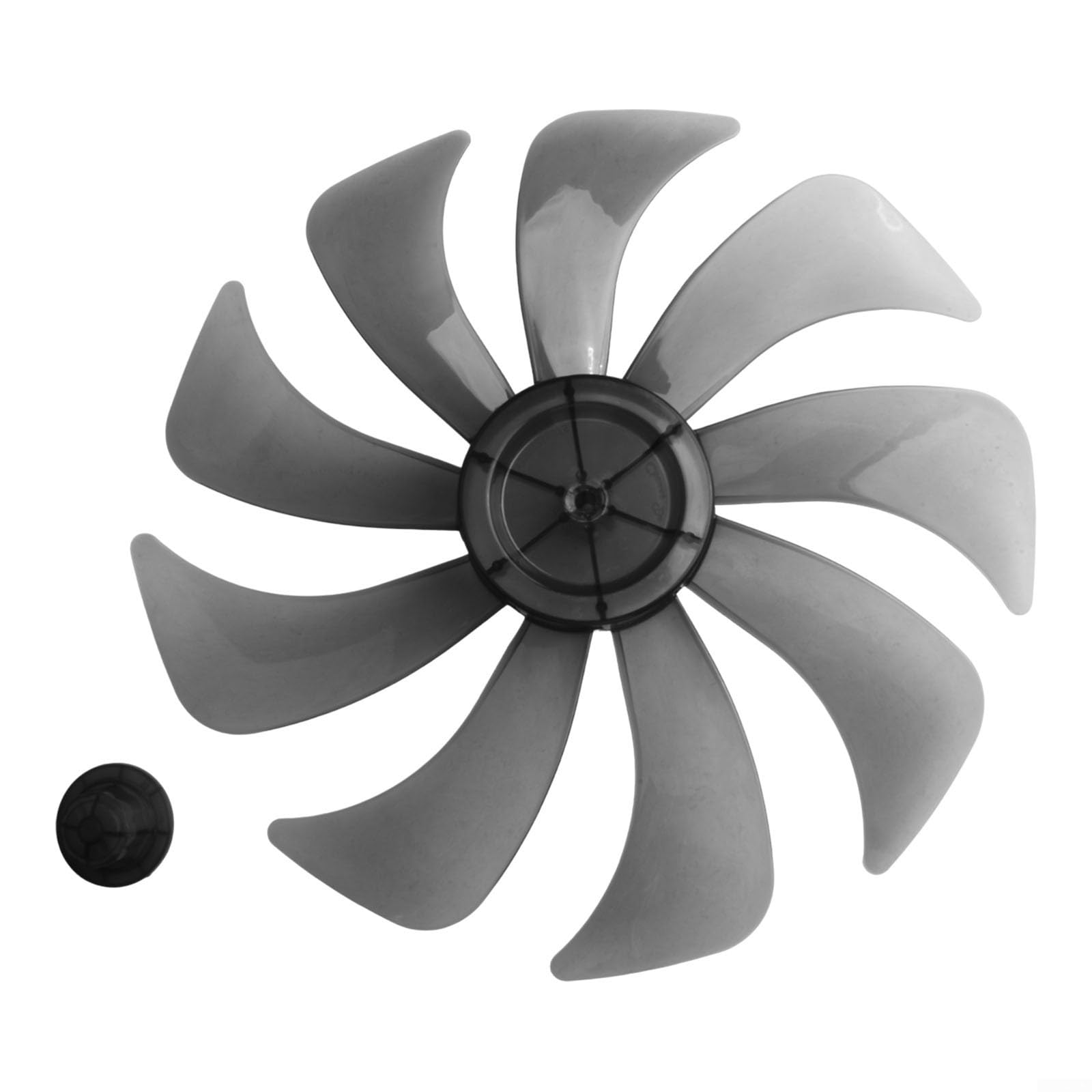 Ventilateur de sol de rechange de 35,6 cm avec cache-écrou, hélice silencieuse domestique, 7, 9 ou 15 options en plastique solide ou aluminium, 350 mm, noir transparent (9-)