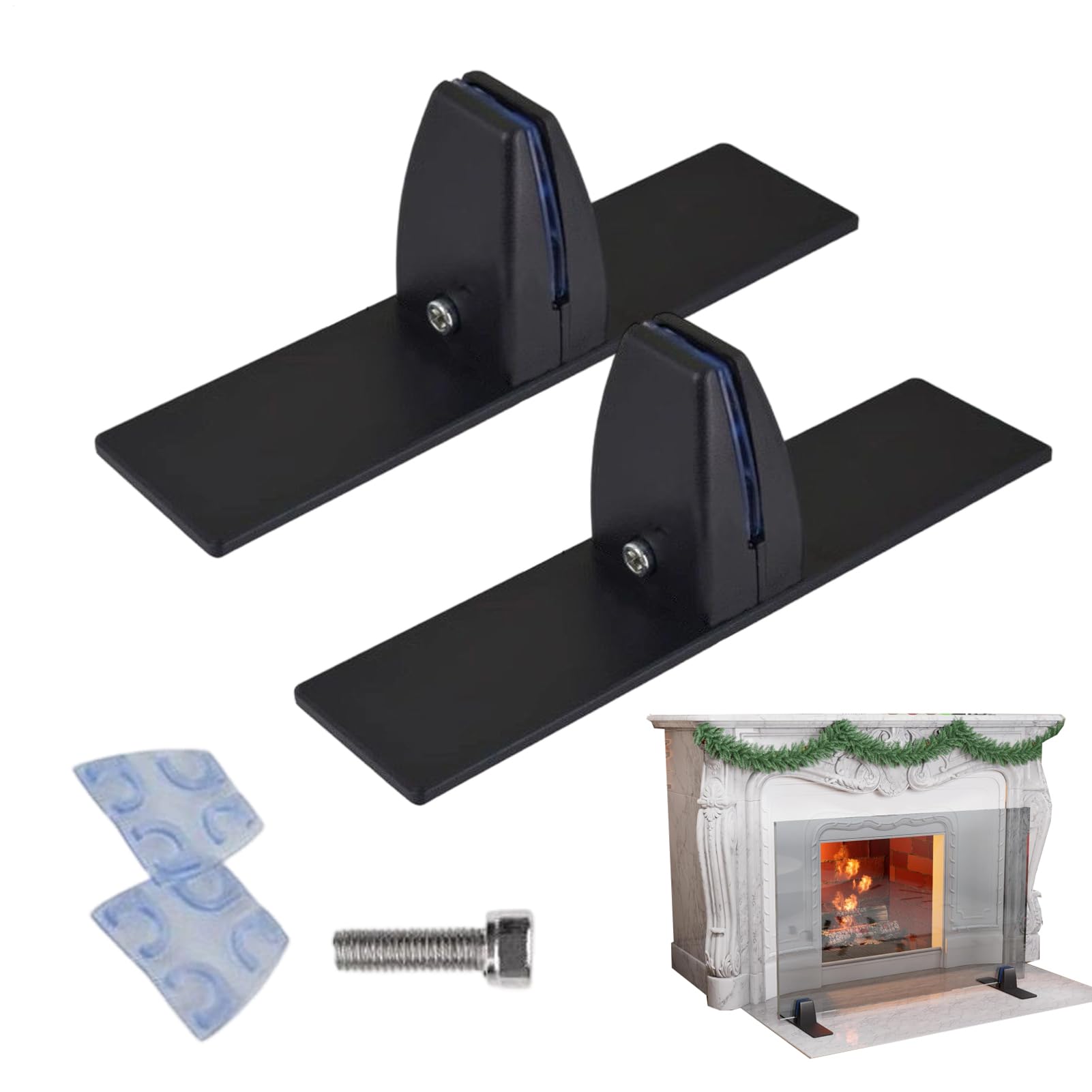 Soporte De Pantalla Para Chimenea - Soporte De Metal Para Cargas Pesadas De Acero, Diseño De Clip Ajustable, Soportes De Pantalla Para Chimeneas Patas Para Soporte, Accesorio Para
