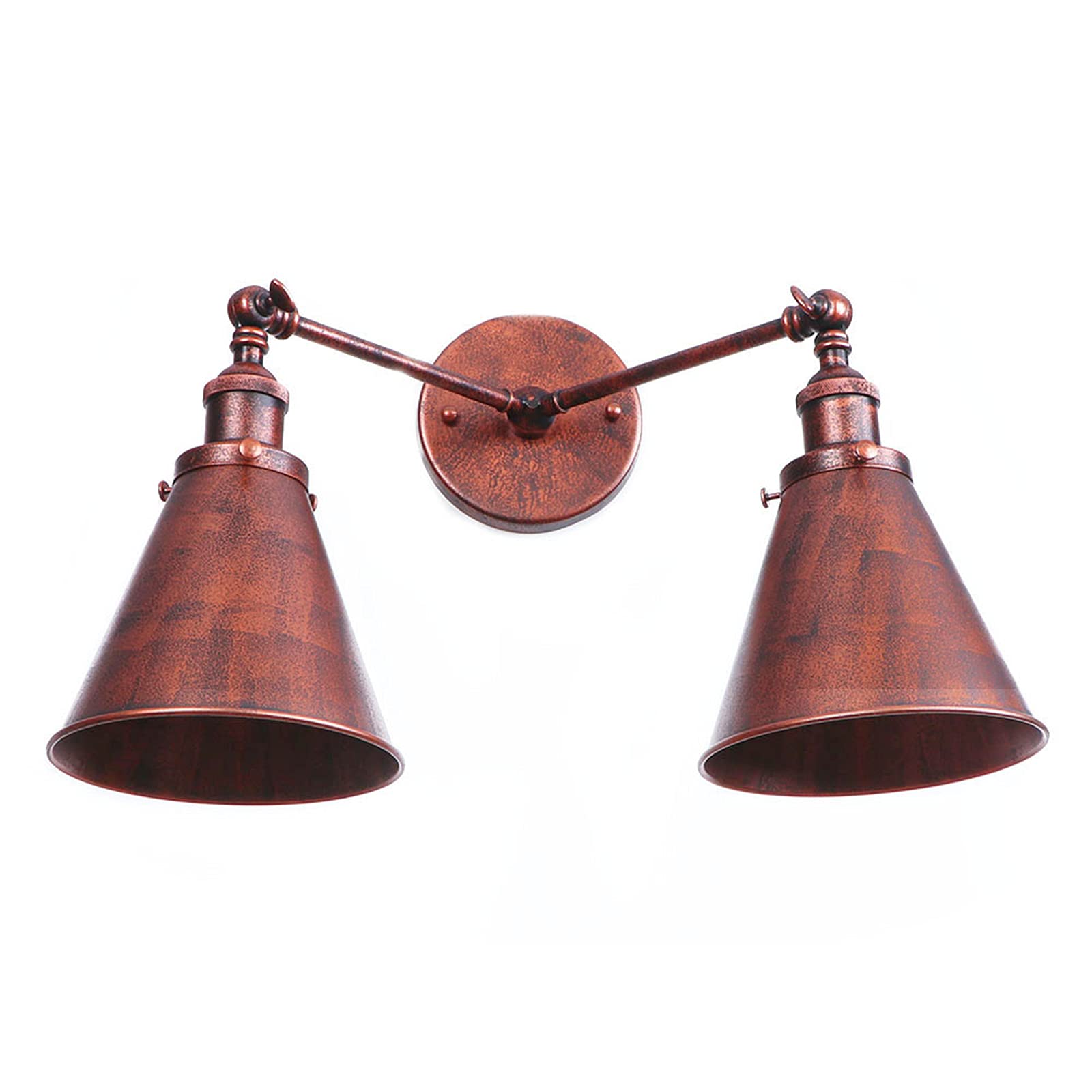 VDOQTLJT 2-Light Wall Lamps Adjustable Classic V-intage Industrial Reading Lighting Metal Shade Sconces Compatible with Bedroom Corridor C Sconce(E)