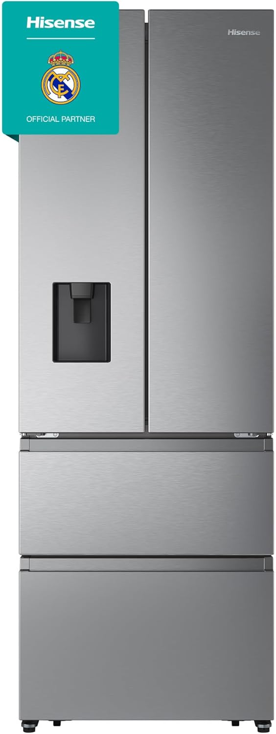Hisense RF632N4WIE – Frigorífico Combi No Frost de Acero Inoxidable con Puerta Francesa, con Dispensador, No Frost, 2 Metros, Cajón, 337 Litros, Sistema de Flujo de Aire, Acero Inoxidable, 485 Litros