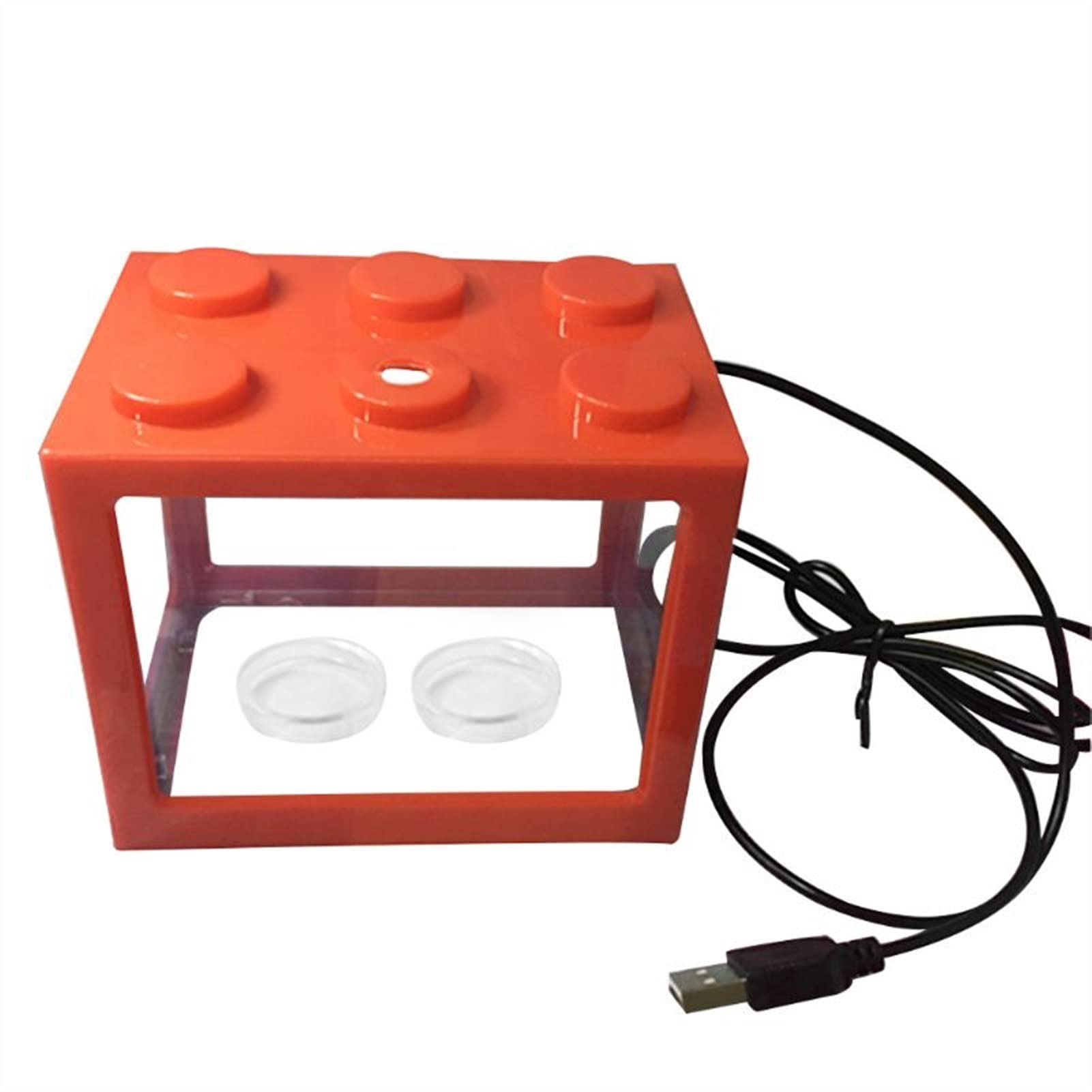 Acquario Acrilico USB Mini serbatoio di pesce allevatore di acquario con GUIDATO Accessori for la decorazione desktop Desktop Home Desktop leggero Acquario per pesci rossi (Color : Red)