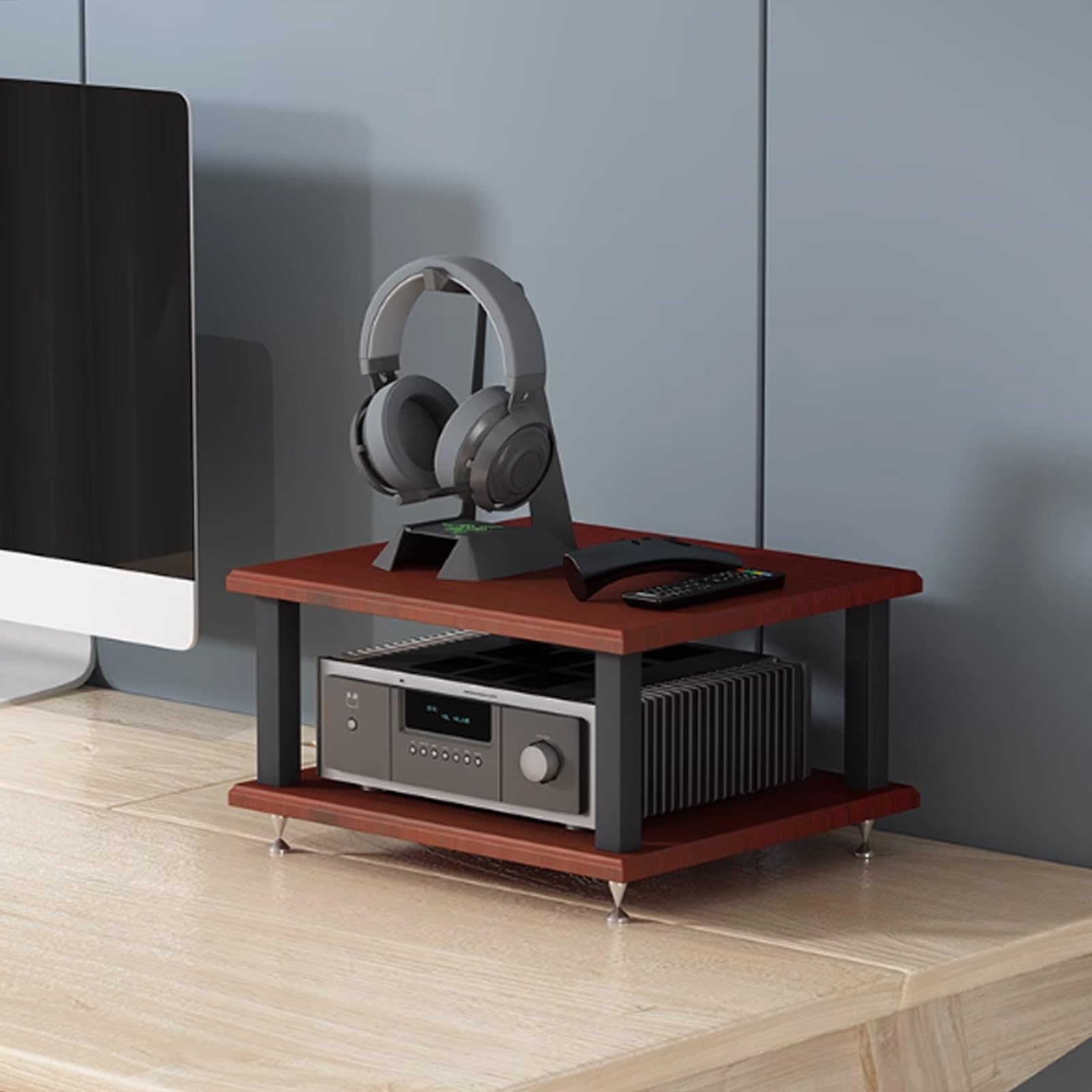 Meuble multimédia design teck pour optimiser le rangement de votre salon