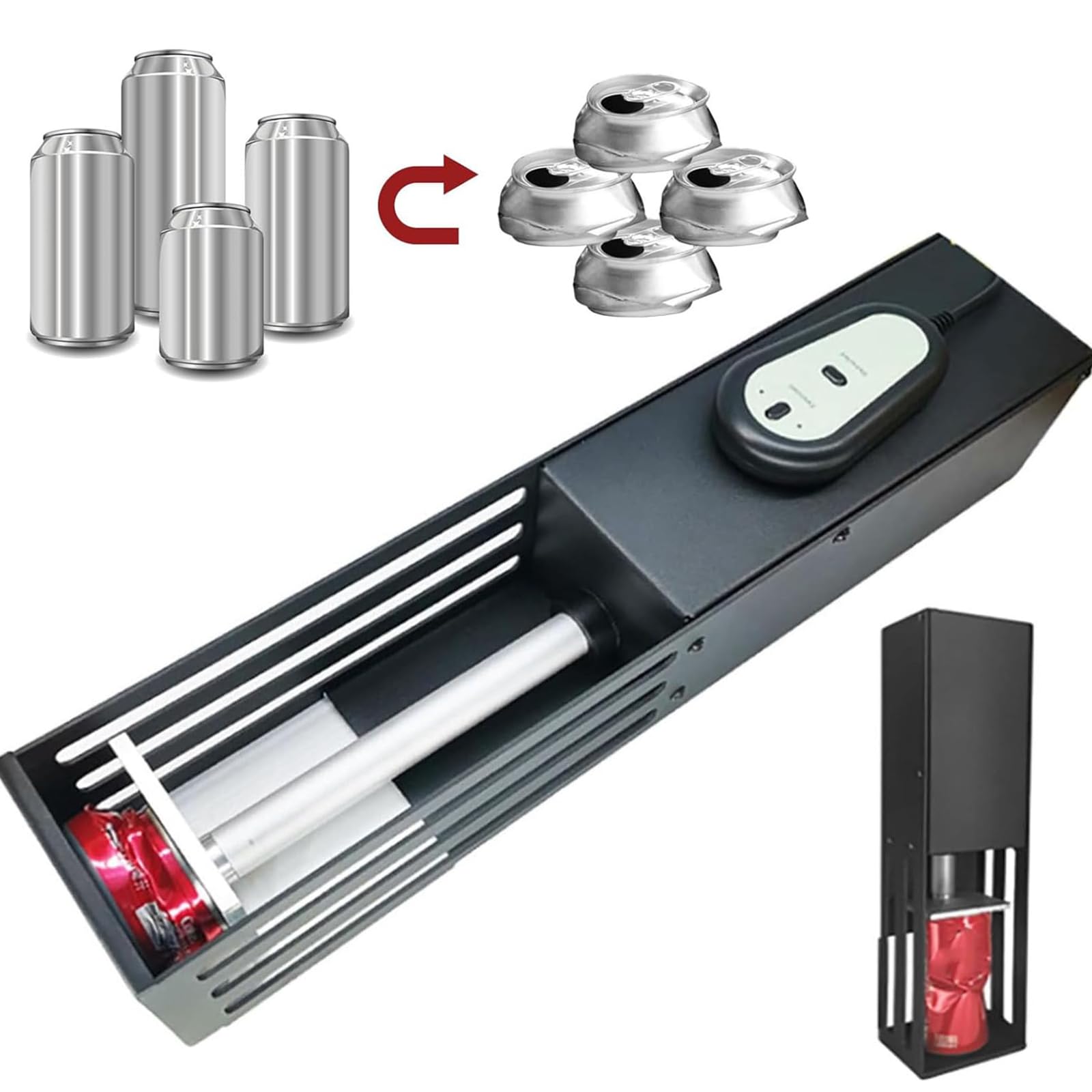 Broyeur de canettes de bureau premium en aluminium robuste et compacteur automatique