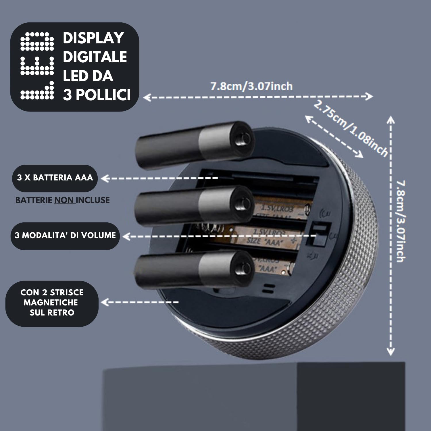 JEAP Timer da Cucina Magnetico | Timer Digitale LED con 3 Livelli di Volume | Ideale per Cucina, Studio, Compiti, Palestra, Yoga | Timer Facile da usare | Design Minimal, Colore Nero e Argento