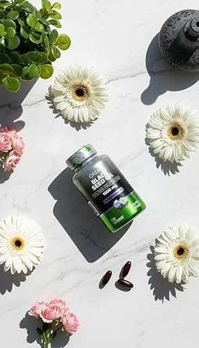 Miniatura 6 de ORZAX Cápsulas orgánicas prensadas en frío de 1000 mg de aceite de semilla negra con 20 mg de timoquinona para apoyo inmunológico, buen cabello,