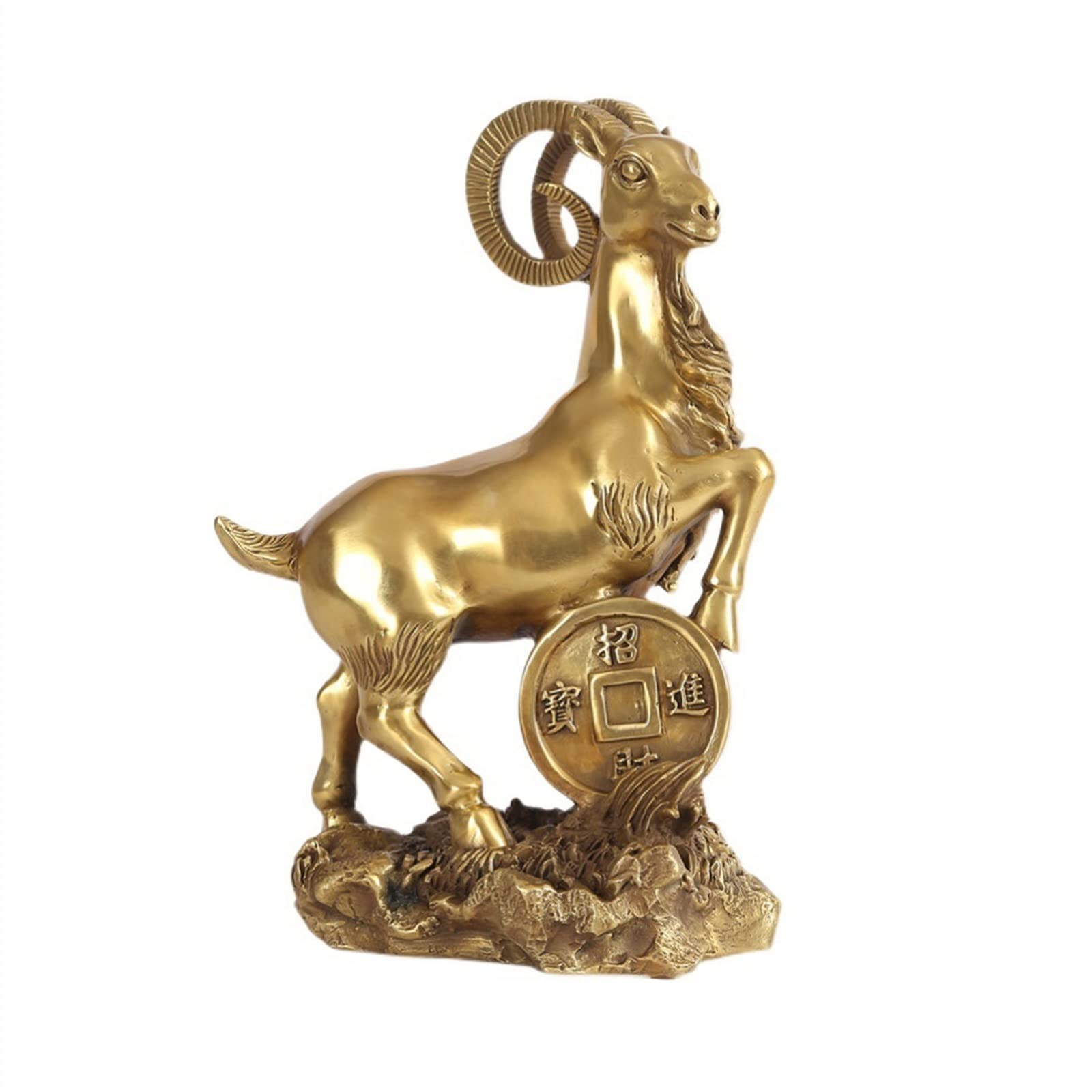 YNIYUJKL Feng Shui Buddha Statue Copper Zodiac Sheep Ornaments Home Office Decorations Attract Wealth And Good Luck Gift Collection Desktop Decoration Ornaments,size_name-B