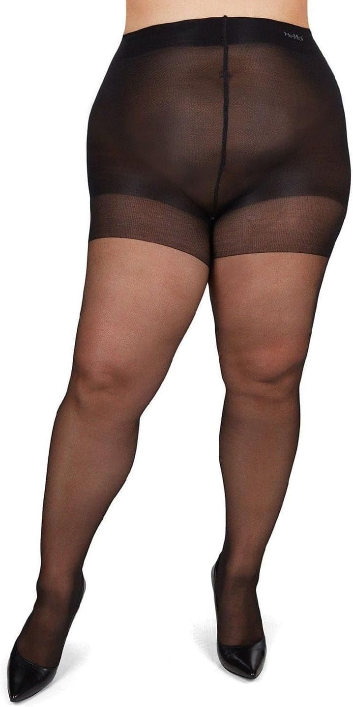 MeMoi Energizing Plus Size Curvy Control Top Pantyhose for Women, Semi Opaque Pantyhose, Lightweight Womens Stockings