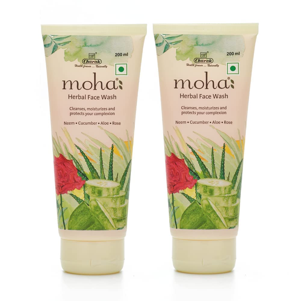 MohaHerbal Face Wash | Face Wash With Goodness Of Neem, Aleovera, Cucumber, Rose & Yashtimadhu Which Keep Skin Healthy, Soft & Glowing, For All Skin Type (Face wash 200 ml Pack of 2)