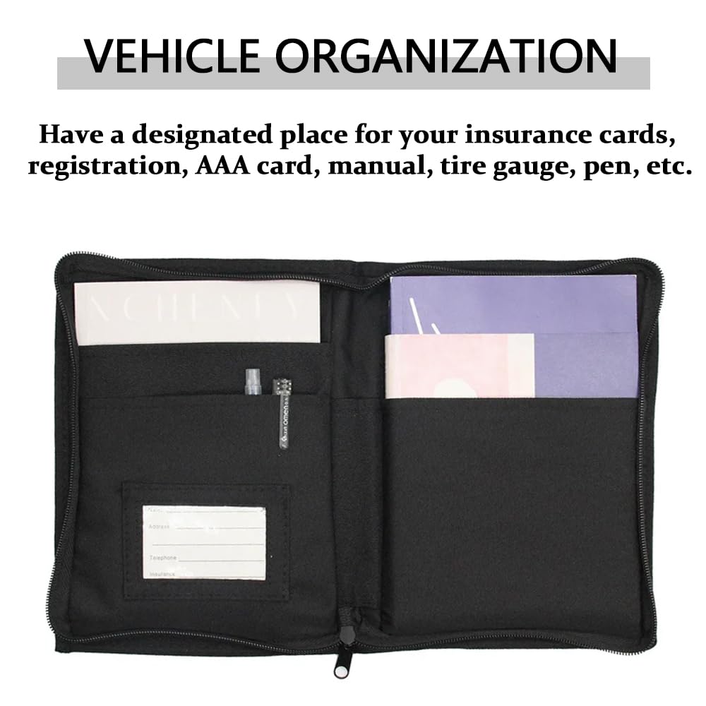Portadocumentos Portátil Organizador de Guantera A5 Carpeta Documentación Coche con Compartimento para Tarjeta, Licencia de Conducir