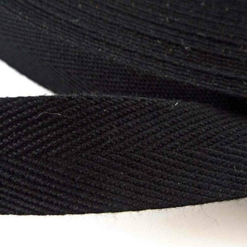 Nova Cotton Bunting Tape Black Cotton Blend Binding Apron Herringbone Twill Webbing Tape Sew Strap 38Mm Wide- 20 Metres