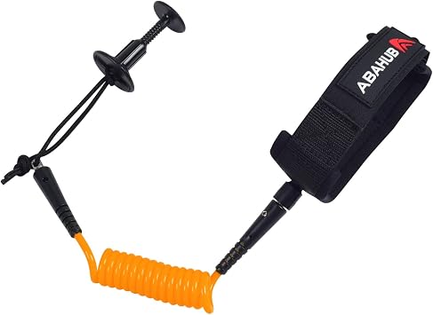 Abahub 4 ft Bodyboard Leash,Coiled Wrist Surf Body Board Leashes with Plug | Boogie Board Leash,5.5mm Thick,Premium Body Board Wrist Leashes,Black,Blue,Yellow,White,Orange,Clear Blak Core
