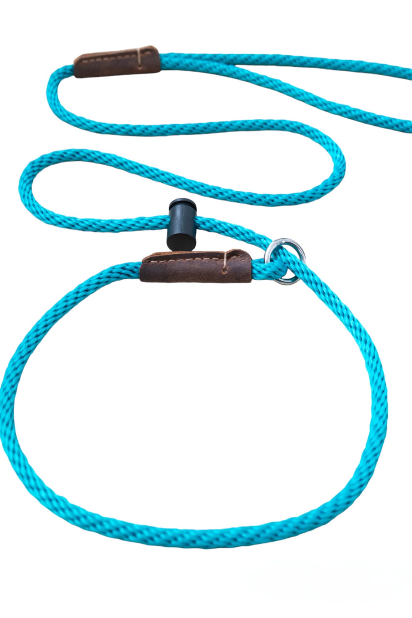 Slip lead/PREMIUM/professional dog training leash/6mm PP rope with the push button snug stopper and hand-stitched leather binding /4,6,8 Feet (6 Feet, Tiel)
