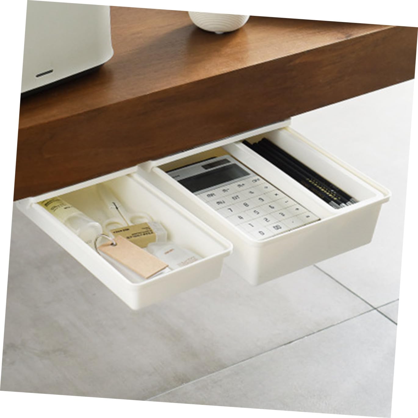 Caja De Almacenamiento Portalápices Cajón Debajo De Mesa Organizador De Escritorio
