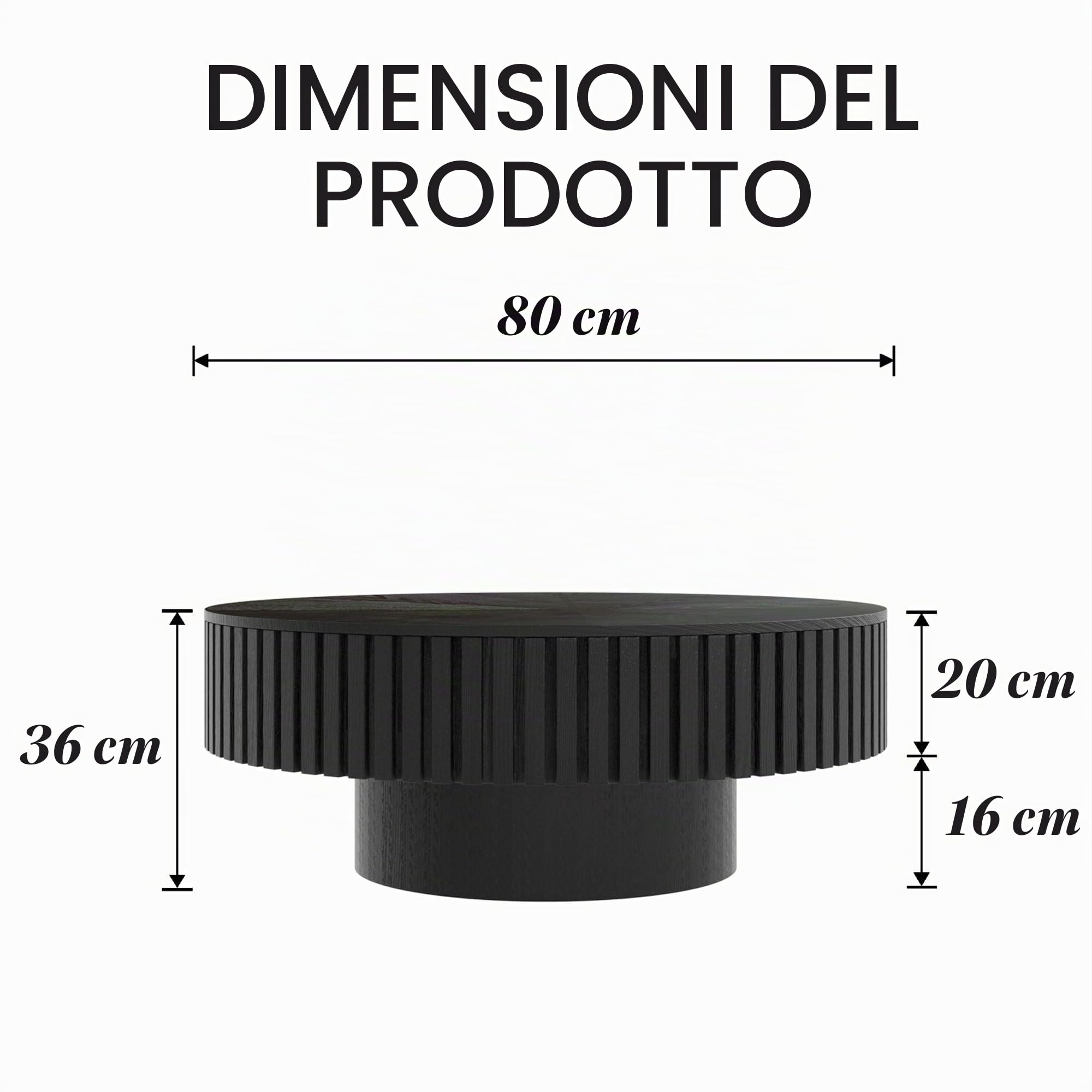 80 cm Tavolino da Salotto con Contenitore, Nero
