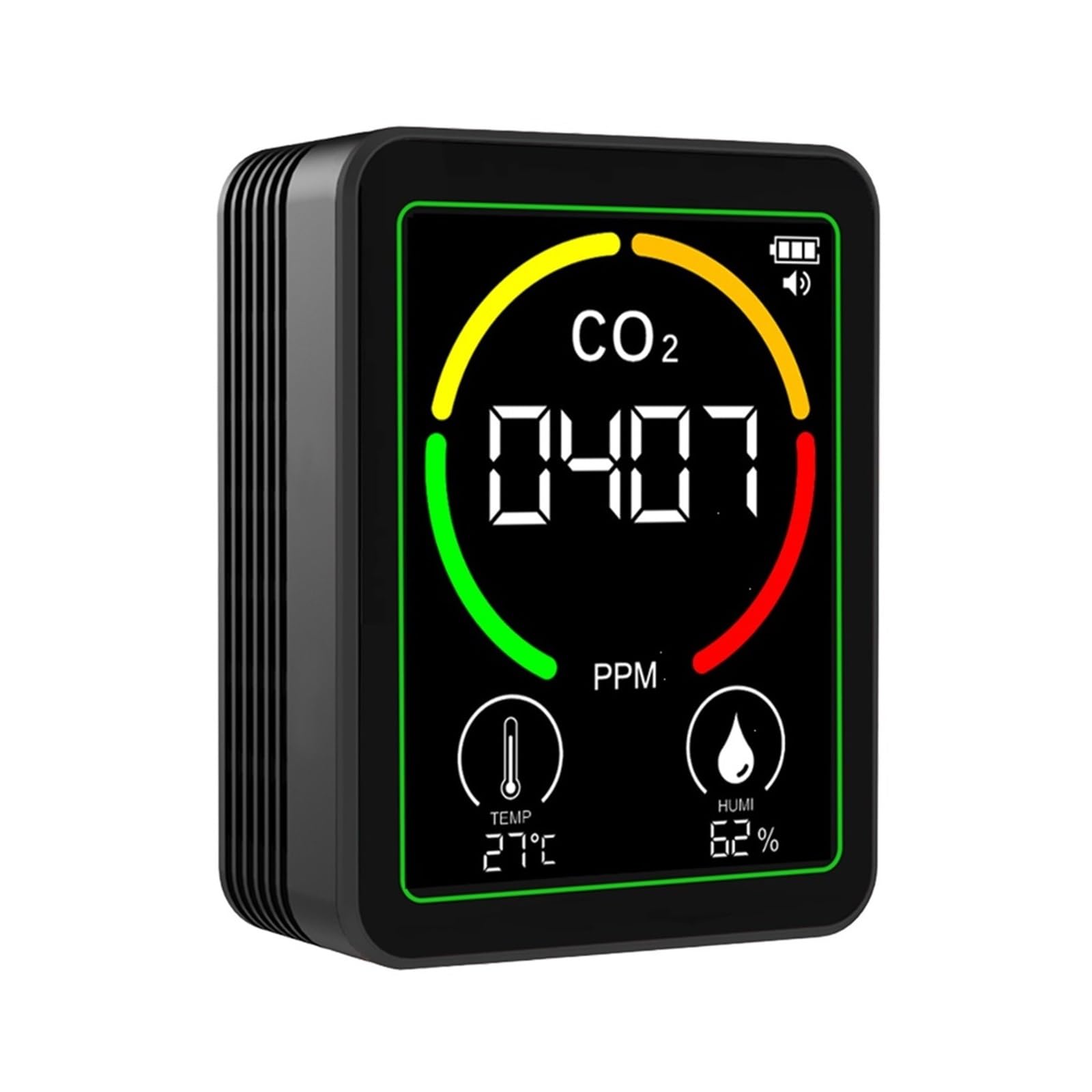 Air Quality Monitor, 3 in 1 Carbon Dioxide Detector Temperature Humidity Monitor CO 2 Air Quality Tester(Nero)
