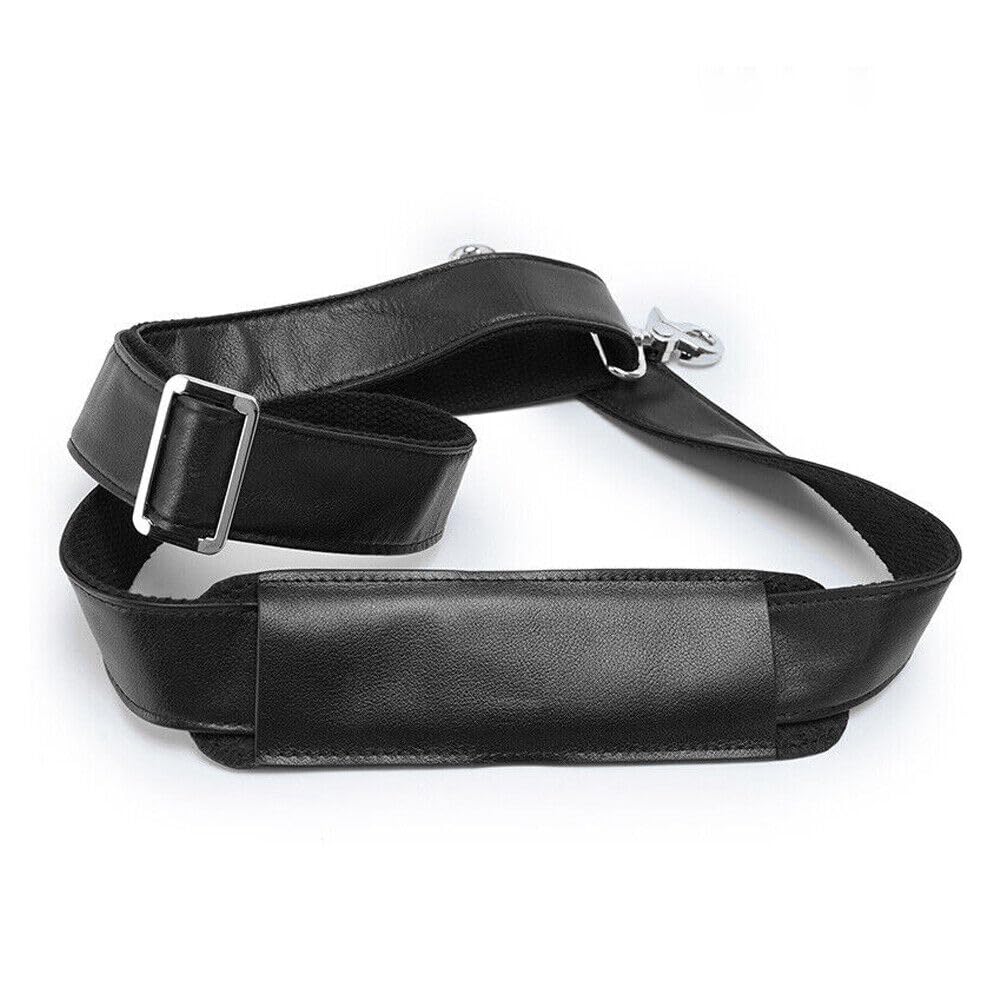 Leather Adjustable Replacement Shoulder Strap with Metal Hook for Briefcase Messenger Shoulder Duffel Bag (Black)