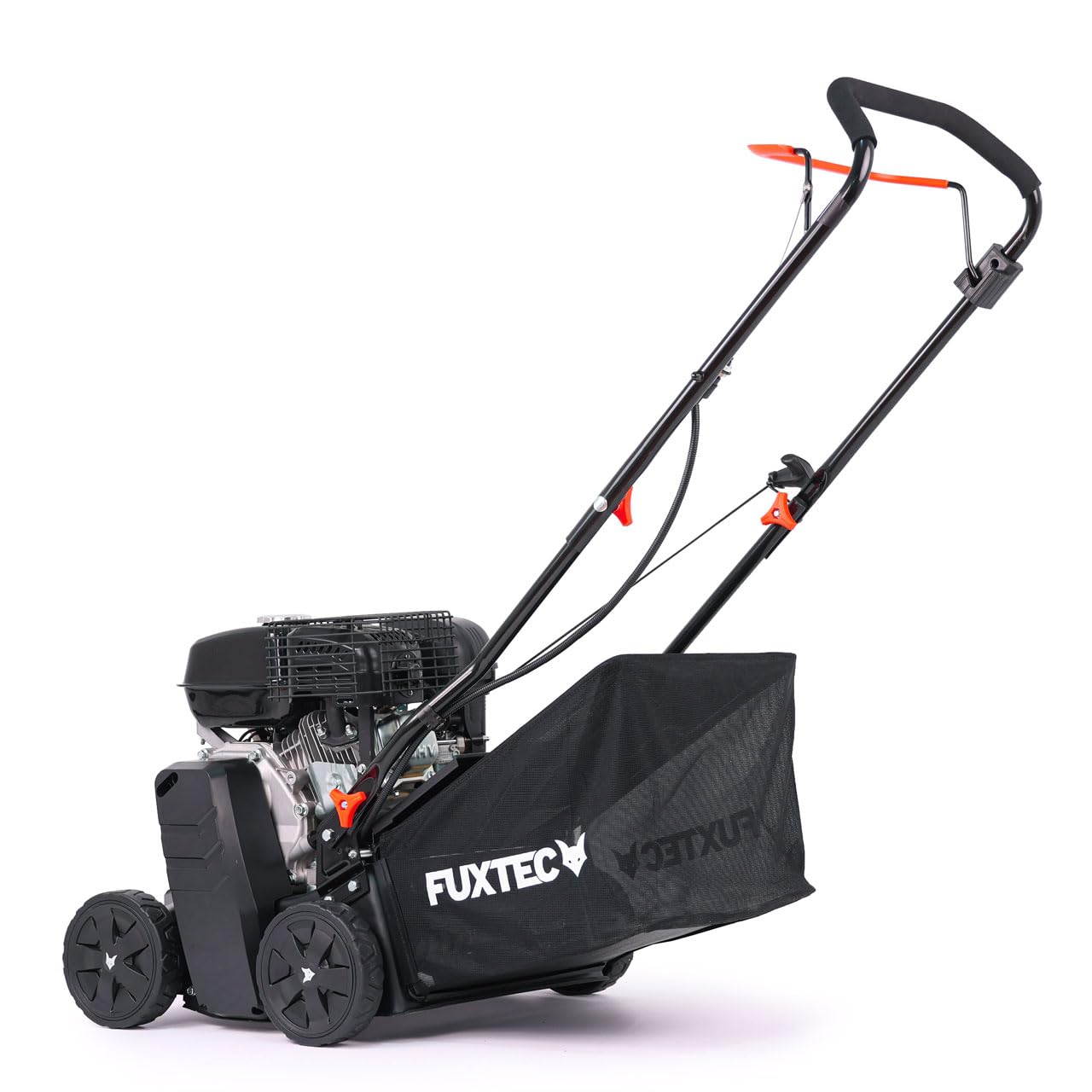 FUXTEC - Escarificador a Gasolina 2 en 1 FX-BV240ECO 29,5 kg Motor 4 tiempos 4,1 kW rodillo con 18 cuchillas Asa de transporte y bolsa de recogida de 40 L