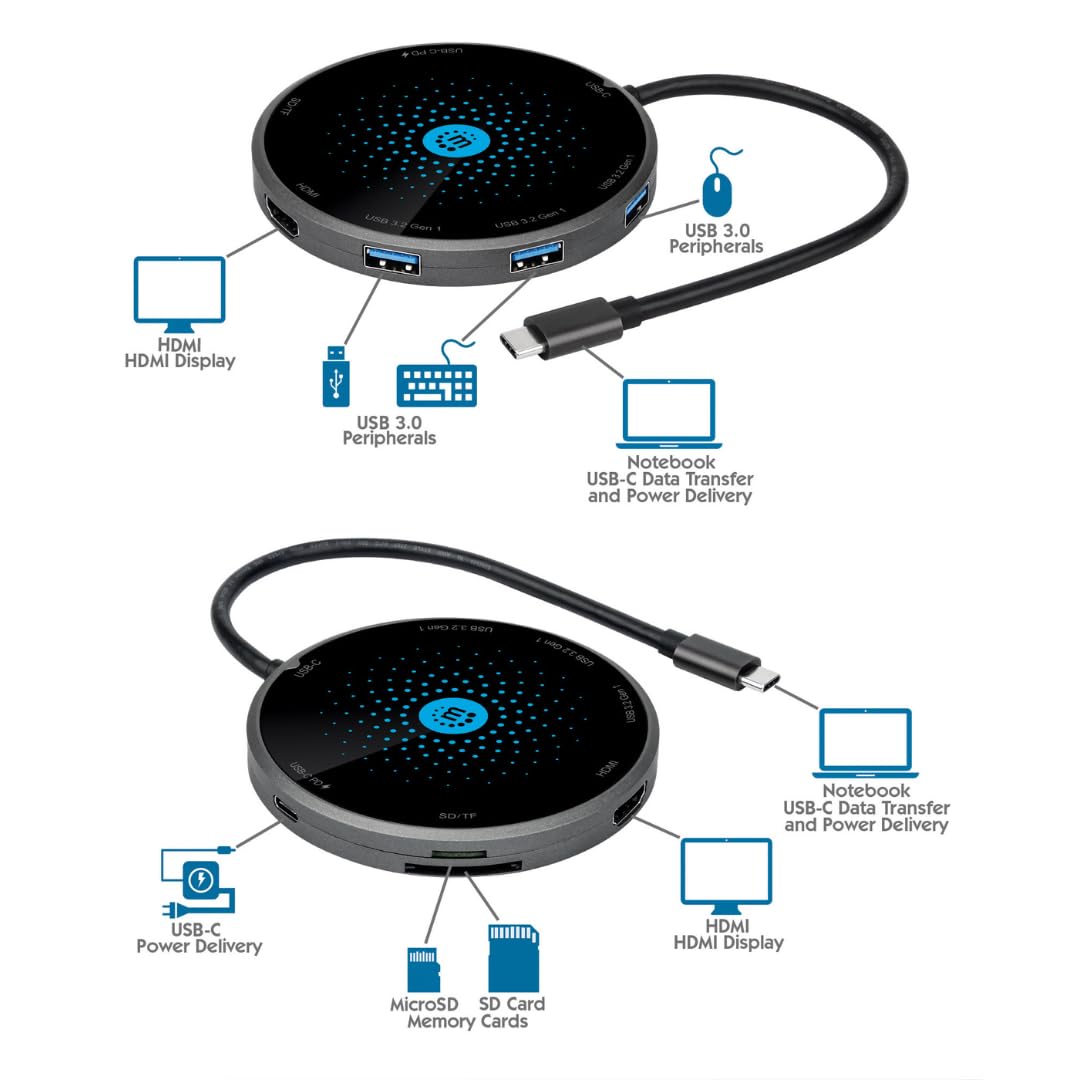 BASE MANHATTAN USB-C 8 EN 1 CON CARGADOR DE INDUCCIÃ“N DE 10 W