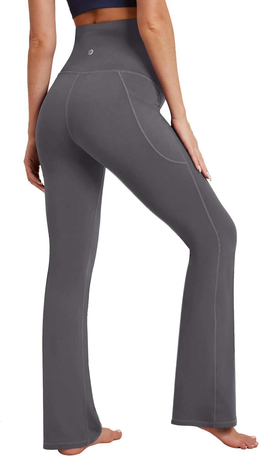 IUGA Fleece Lined Maternity Pants for Work Maternity Sweatpants Flare Leggings Pregnancy Yoga Pants Maternity Clothes - Image 2