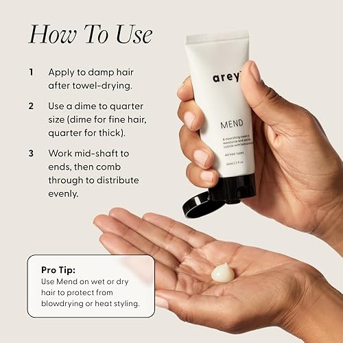 Miniatura 8 de Arey Mend - Acondicionador sin enjuague con protector térmico  Desenreda, rehidrata, fortalece y protege el cabello hasta 450 F  Vegano, sin