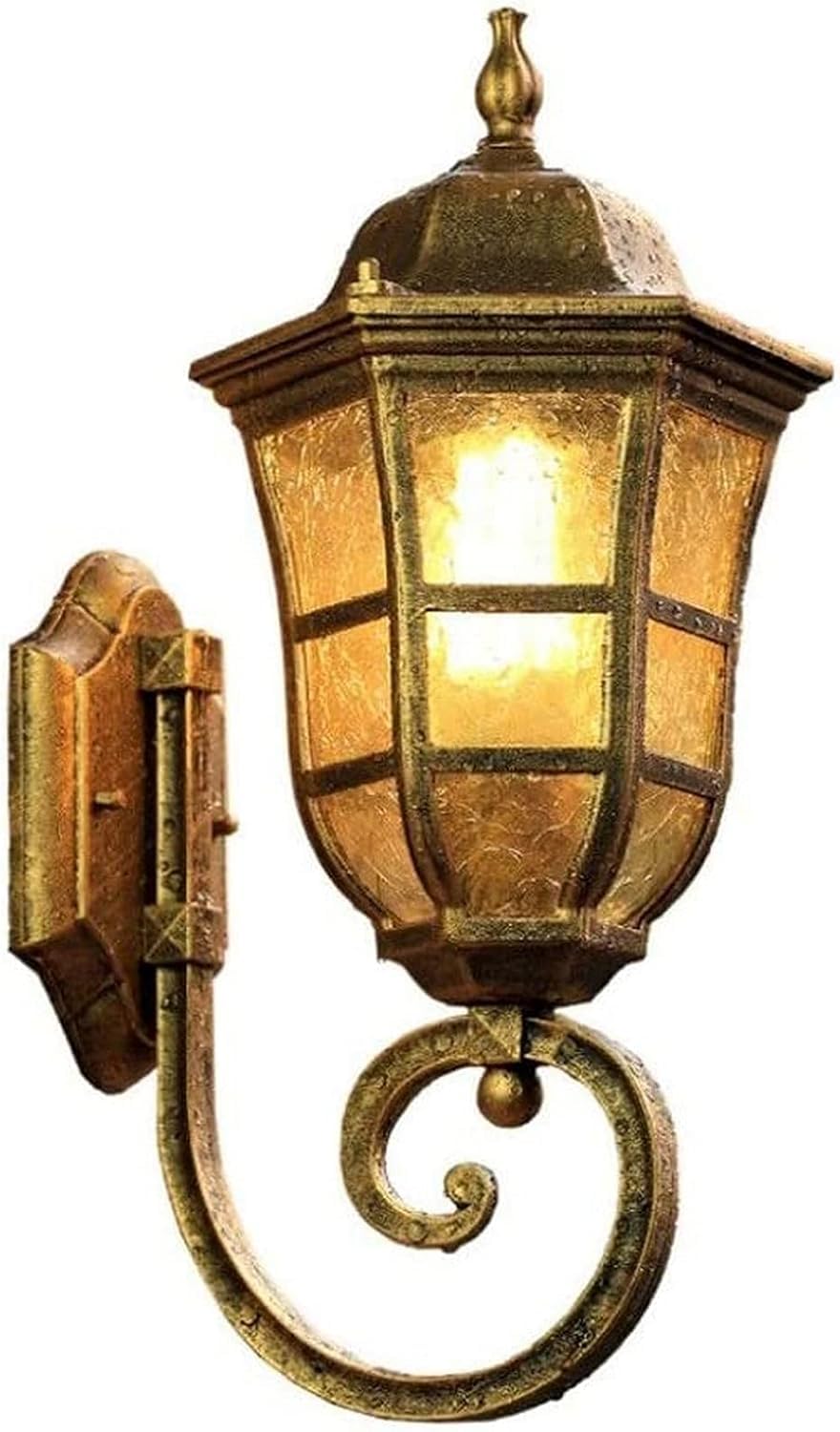 HXYSXHJUO Wall Light European Retro Waterproof Barn Six Sides Arc Oil Rubbing Bronze Finish Balcony Glass Lantern Villa Lamp Garden Courtyard Sconce, Pendant
