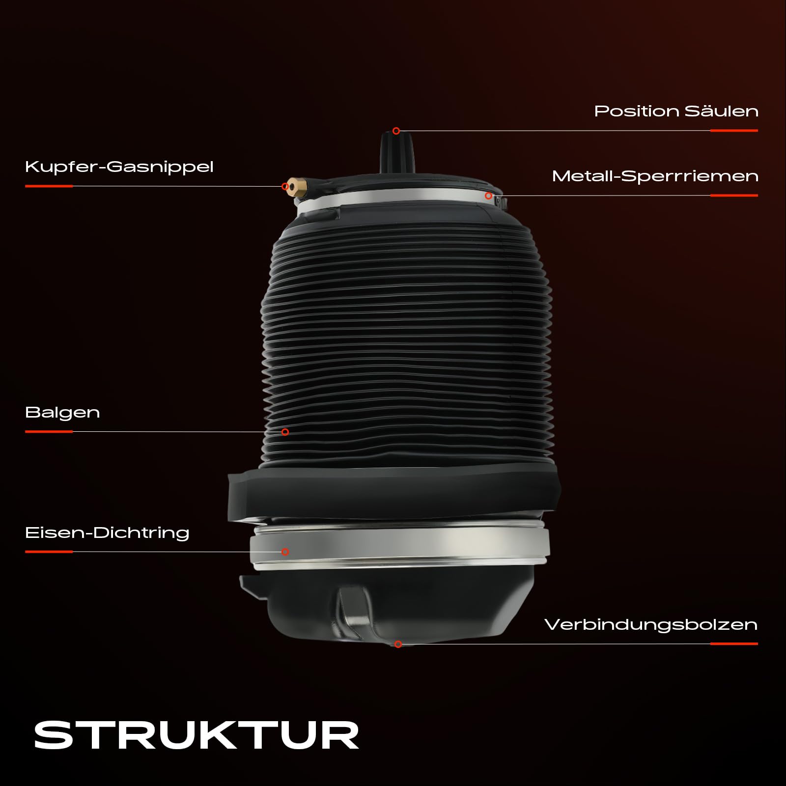 Ressort Pneumatique Porsche Cayenne Arrière (Gauche Ou Droite) - 95535850300, 95535850310