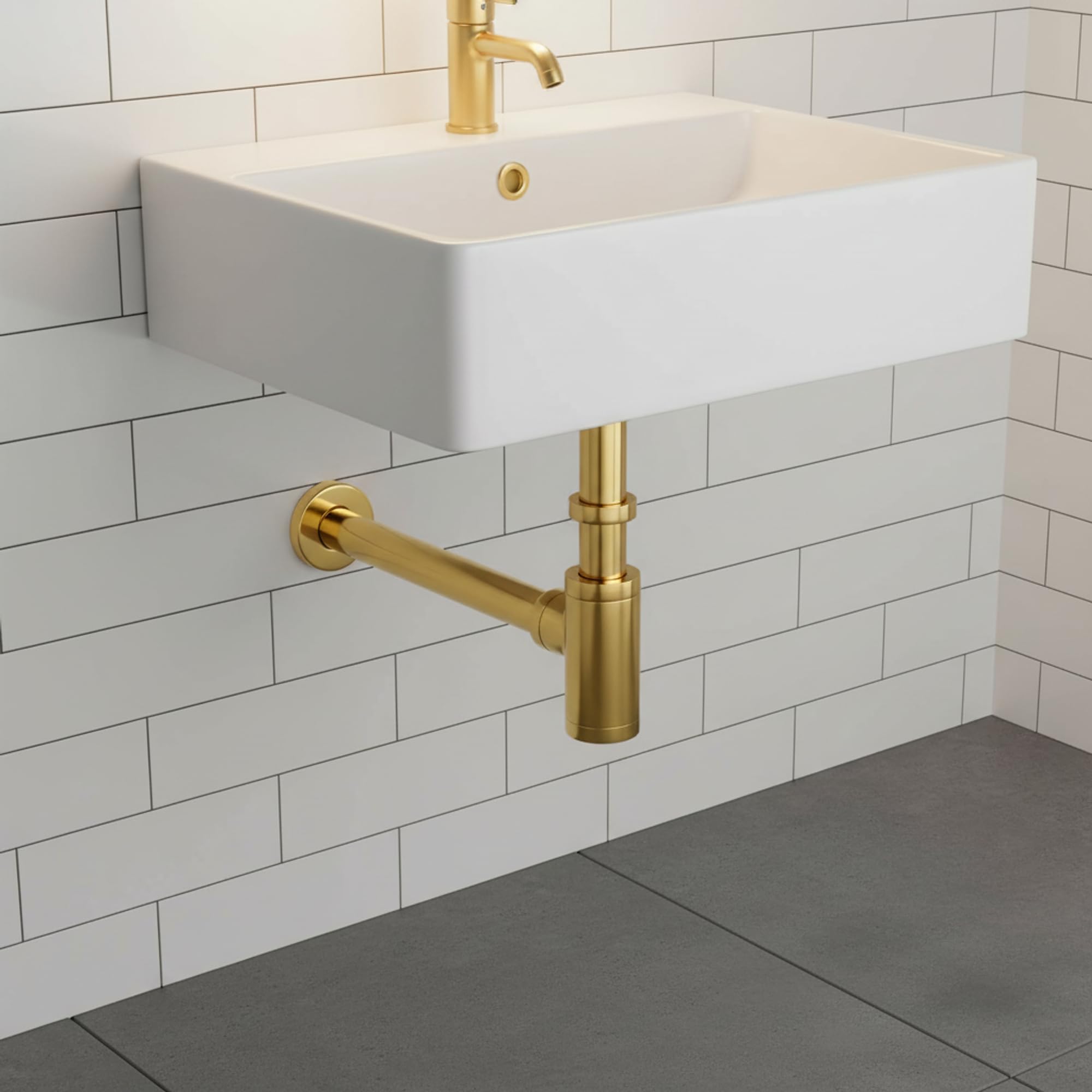 Lusso Bagno Cucina Sifone de Lavabo Lavello Tondo Oro Ottone Sanlingo