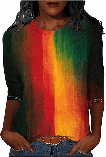 Black History Month Shirt for Women 2026 African American Holiday Pride Celebration 3/4 Sleeve Crewneck Tops Blouse