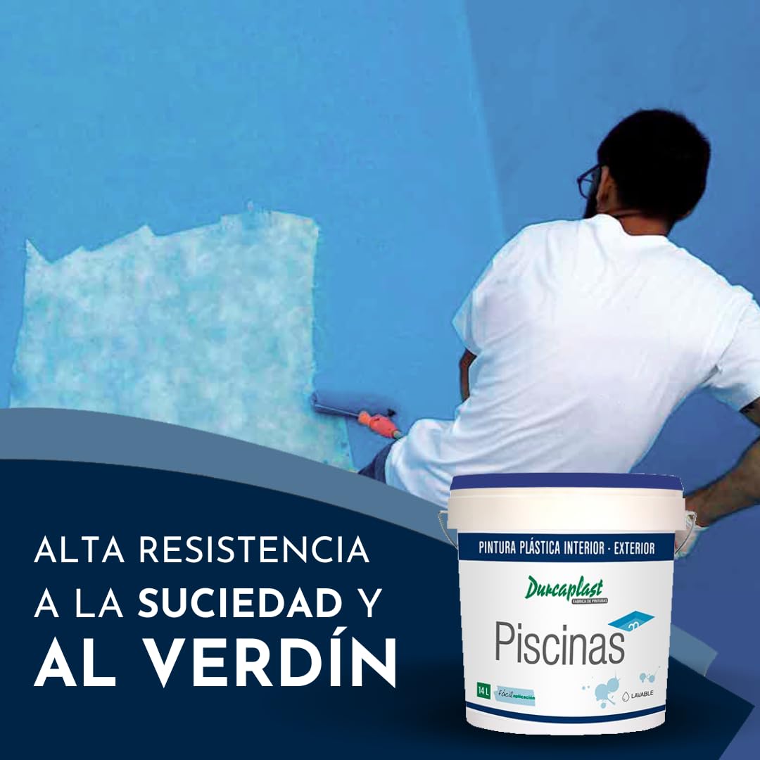 Pintura de Piscinas al agua. Buena resistencia al agua y a los productos de mantenimiento y limpieza de piscinas. En color azul (14l)