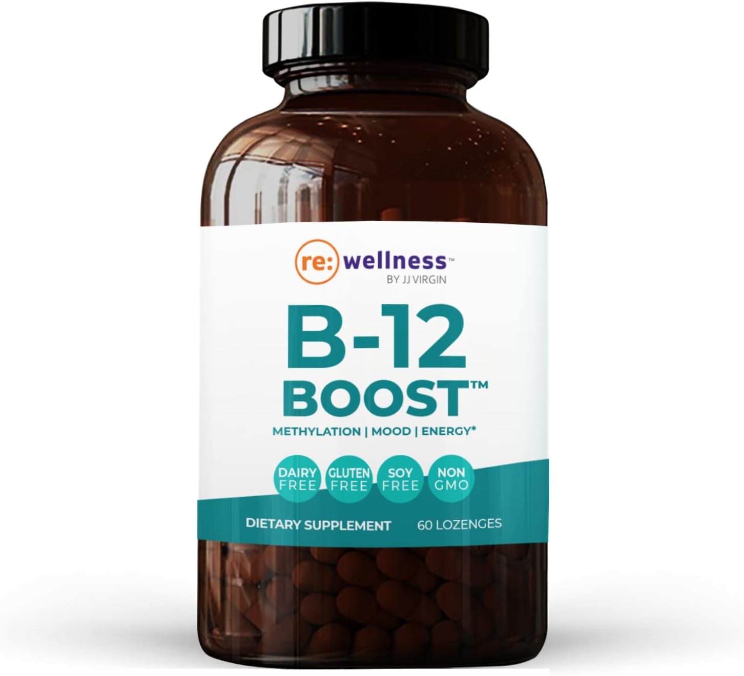B12 Boost Lozenges - Reignite Wellness by JJ Virgin - Vitamin B12 Supplement - Supports Energy & Focus with Natural Black Cherry Flavor (5000 mcg / 60 Lozenges)