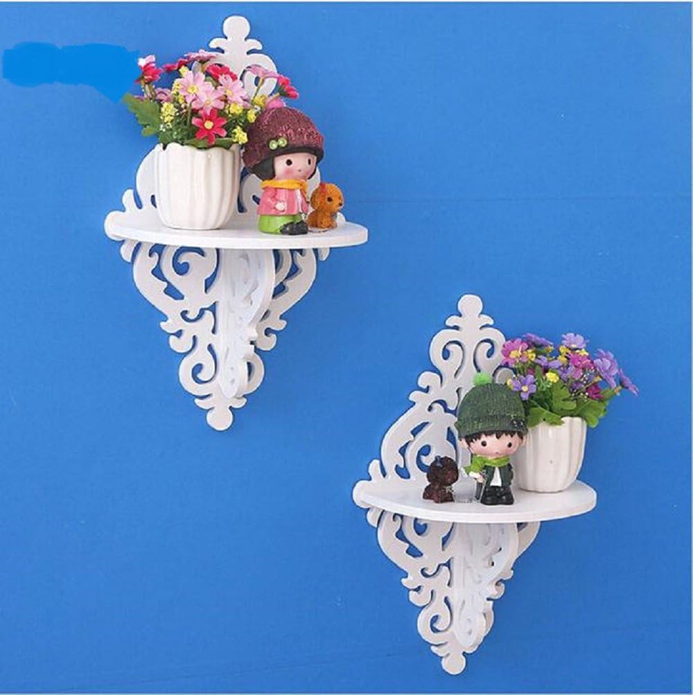 SS ARTS Wood Plastic Wall Shelf/Floating Wall Shelves Set of Two (15 cm x 22 cm x 35 cm, White)