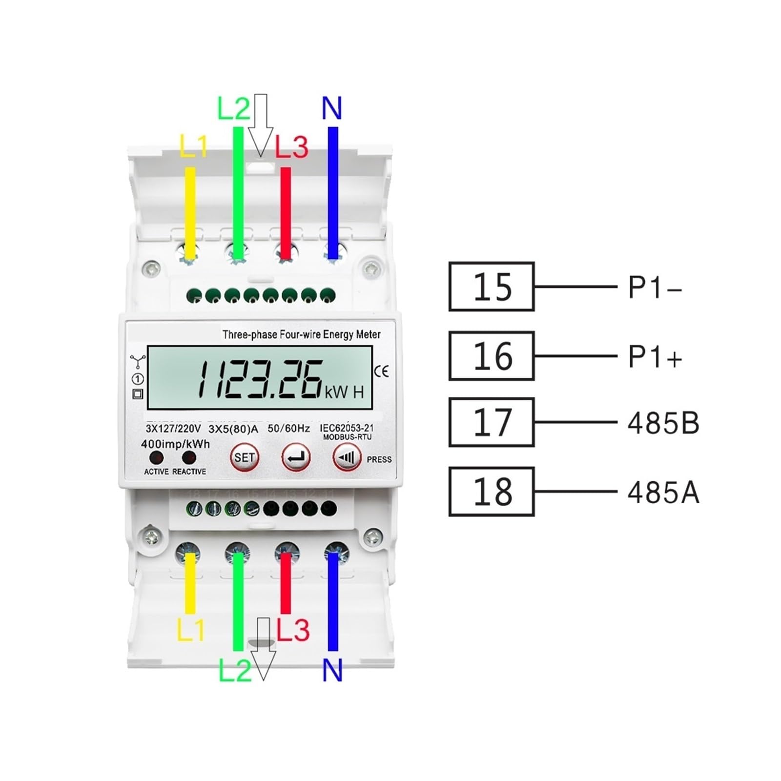 4P 3 Phase 4 Drähte Bilateraler Zweiwege-Energiezähler