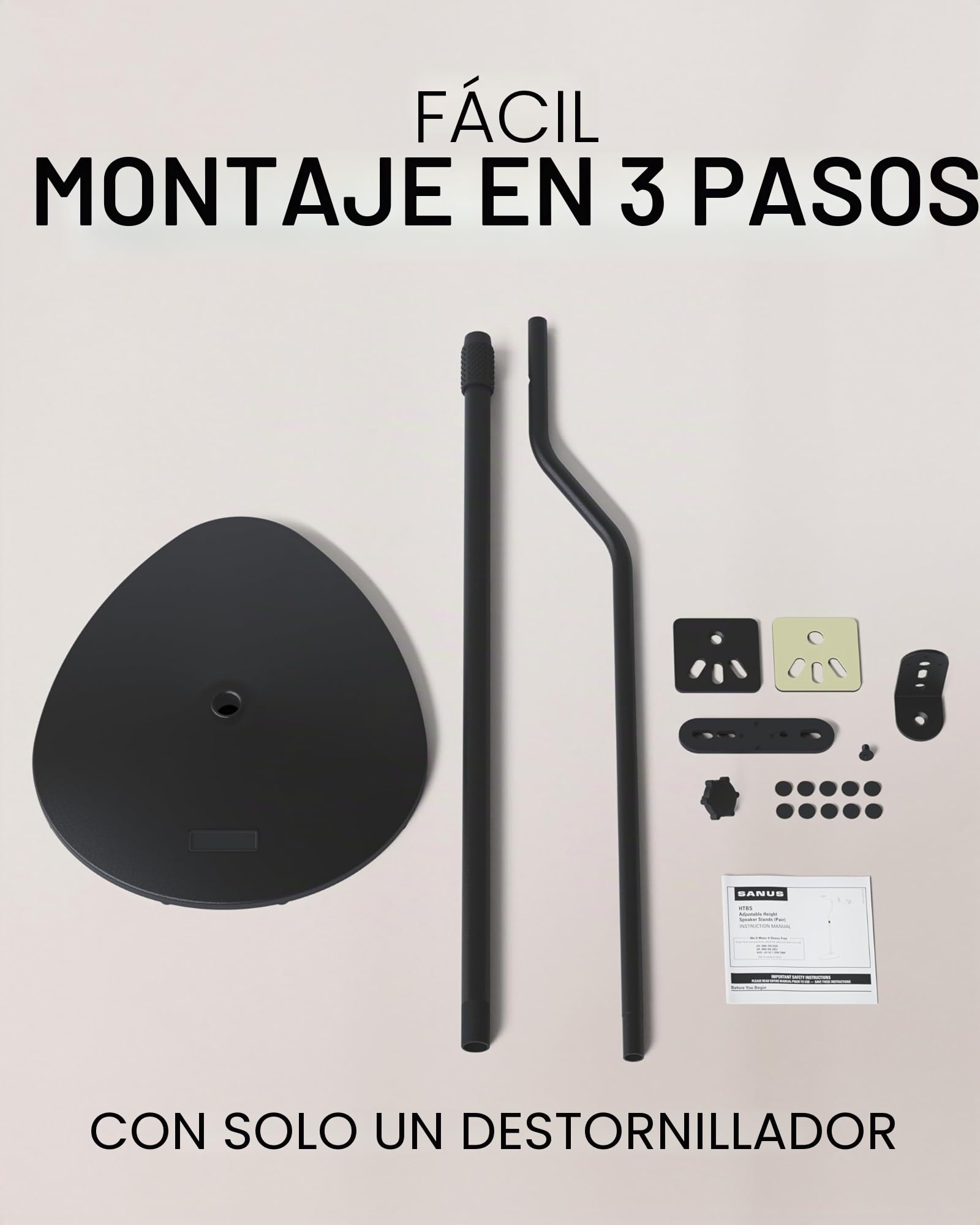 Sanus - Soporte de Altavoz de Altura Ajustable, se extiende de 71 cm a 96 cm