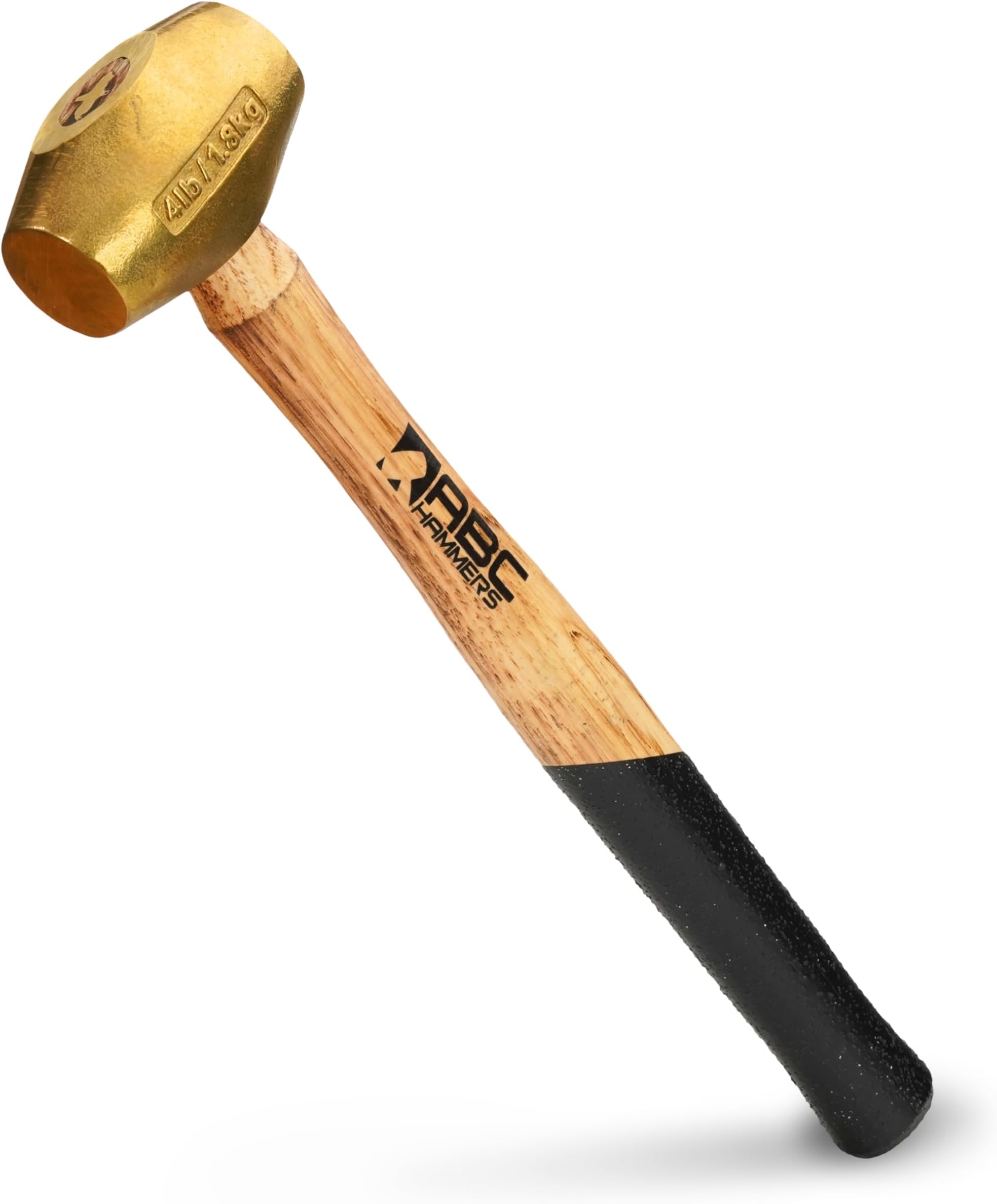 ABC HAMMERS Brass Hammer - 4 lb. USA Made Non-Sparking Hammer with 15" Wood Handle & Double Faced Head - ABC4BW