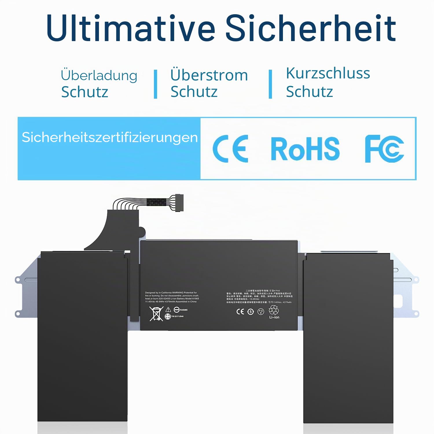 A1965 A2179 A1932 Akku Kompatibel mit MacBook Air 13 Zoll 2018 2019 2020 Jahr Ersatz Laptop Akku MVFH2LL/A MRE92LL/A MRE82LL/A EMC3302 3184