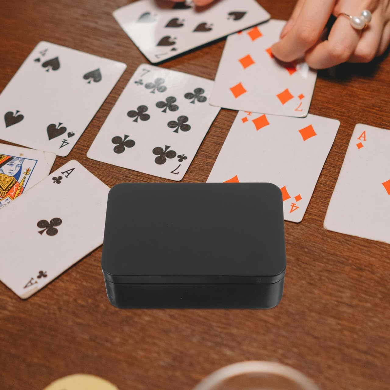 SEWACC Playing Card Case 3pcs Black Playing Card Boxes Tinplate Storage Box Container Organizer image 4