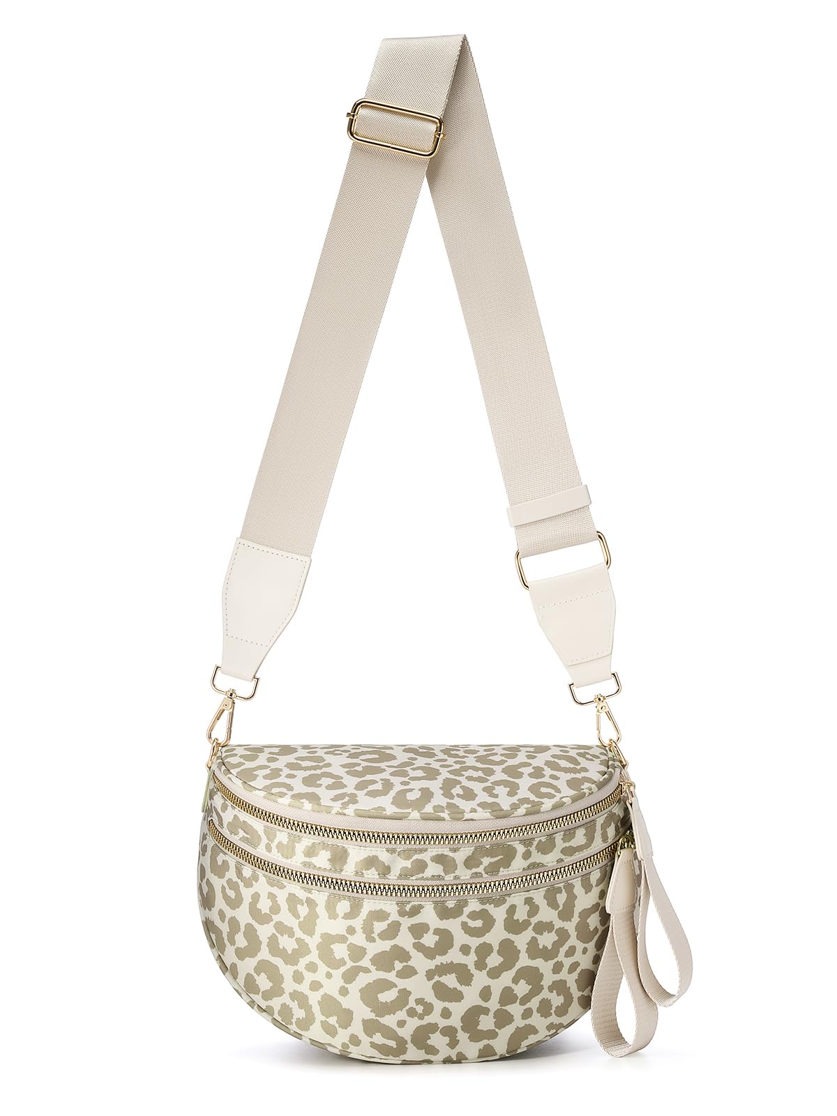 Pure Colour Crossbody Bag Bum Bag for Women,Spacious Purse Fanny Packs Belt Bag,Oversized Bum Bag (Khaki Beige Leopard Print Bum Bag)