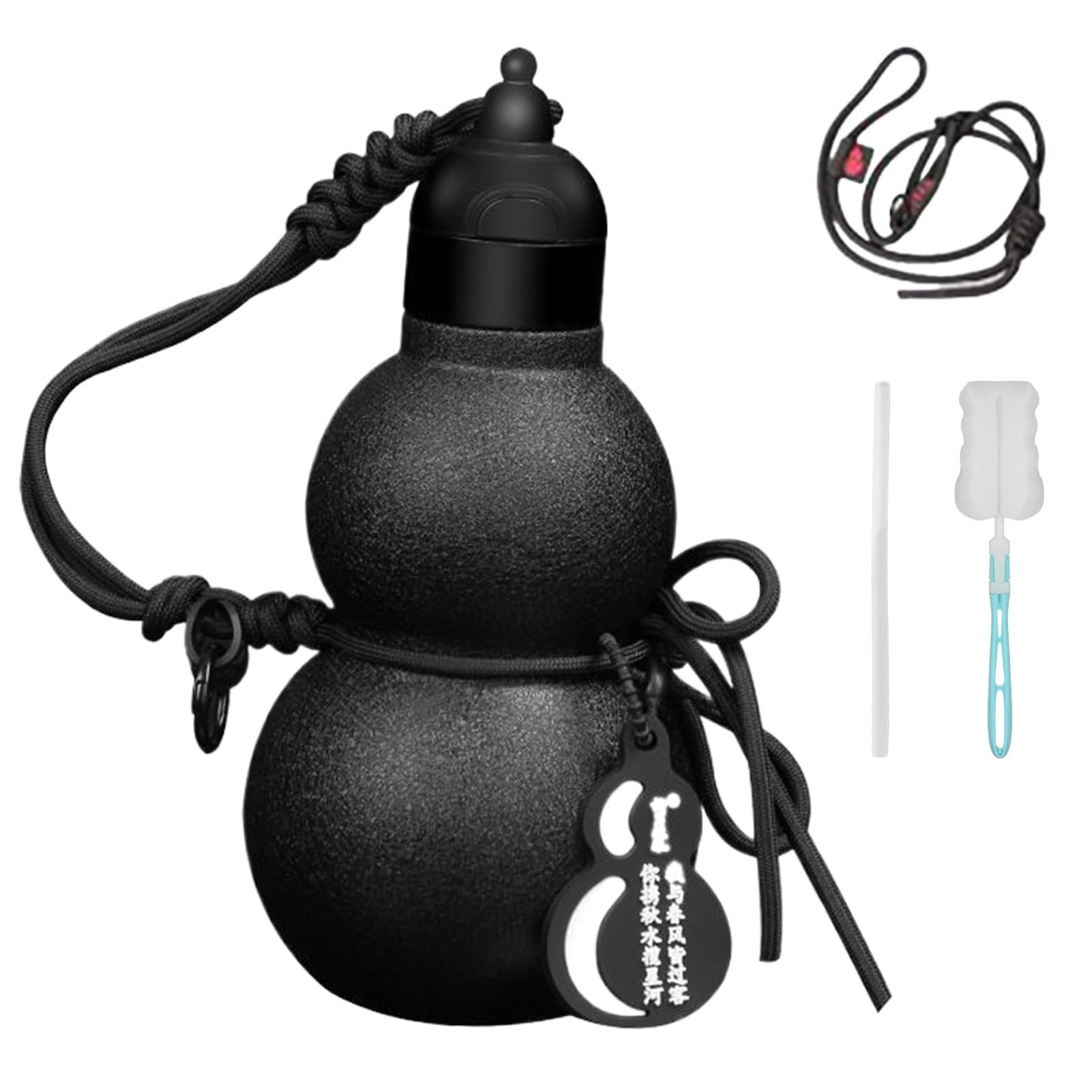 Sport Wasserflasche Edelstahl Getränkebehälter 580ml | Mit Tragegurt und Trinkhalm Edelstahl Isolierflasche Für Herren, Sport, Reisen, Camping, Outdoor, Angeln, Wandern Und