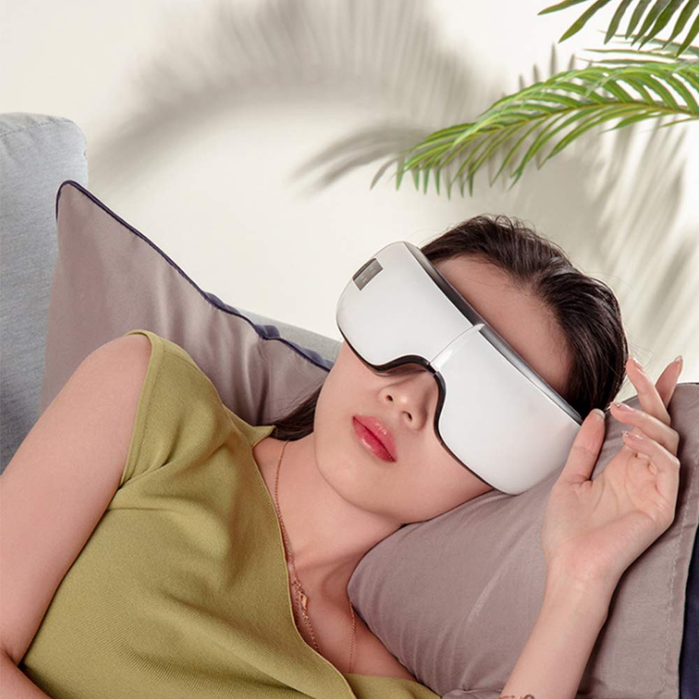 Bluetooth Gafas De Masaje con Vibración Masaje Calor Calor, Aliviar La Tensión Ocular Música Bluetooth Y 4 Modos De Trabajo USB Recargable
