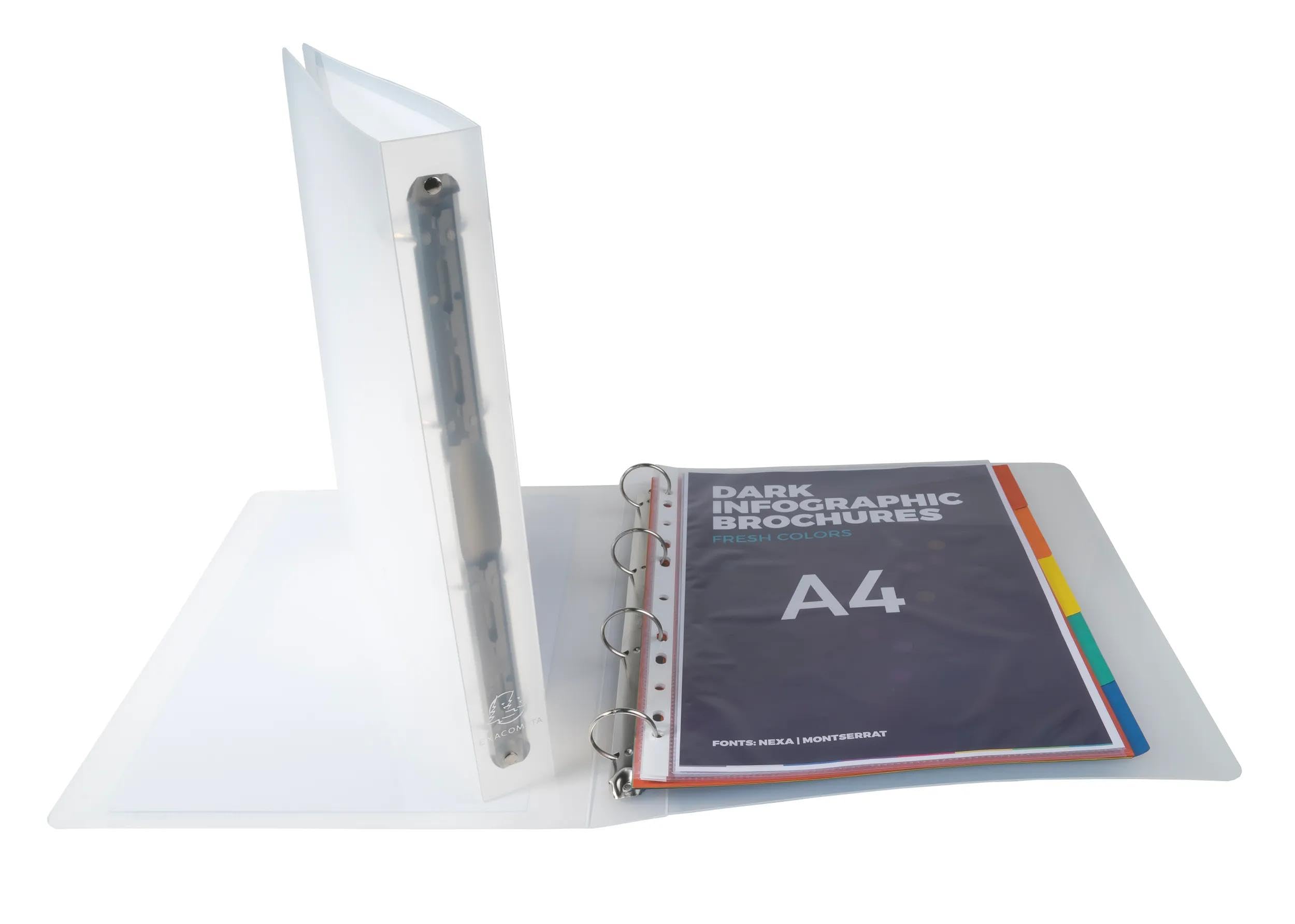 Exacompta 12 raccoglitori PP rigidi personalizzabili A4 4 anelli incolore
