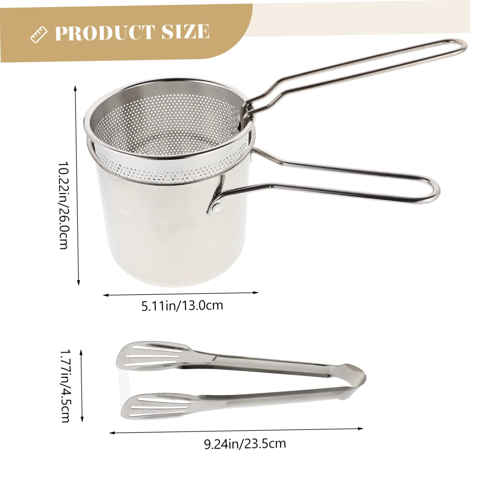 JECOMPRIS Deep Fryer Pot Basket Ergonomic Handle Design Safe Convenient for Cooking Simple Delicious Food