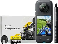 Câmera de Ação Insta360 X3, Kit de Motocicleta, Impermeável, Sensores de 48 MP de 1/2 polegada, Vídeo HDR ativo 5,7K 360º, Foto de 72 MP, Lente Única 4K, Modo Me de 60 FPS, Estabilização