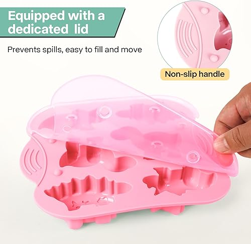 Miniatura 3 de Paquete de 2 moldes de silicona para dinosaurios, moldes de gelatina de dinosaurio multiusos para niños, molde de jabón de dinosaurio perfecto,