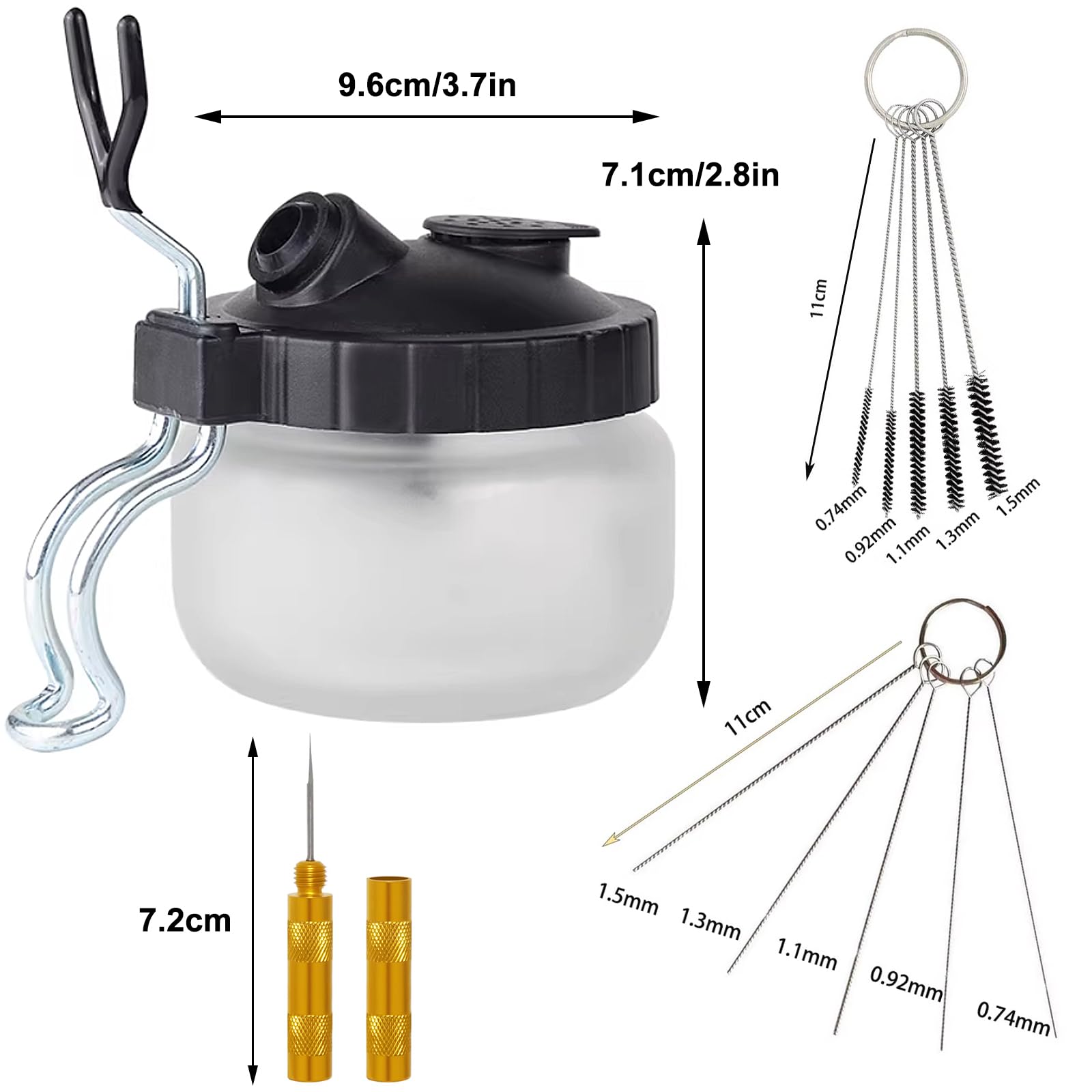 Reinigungsset für Airbrush mit Flasche, Reinigungsbehälter mit Halterung