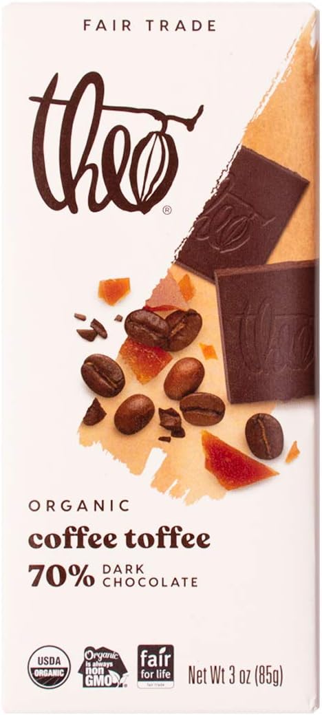 Chocolate Coffee Toffee Organic Dark Chocolate Bar, 70% Cacao, 6 Pack | Fair Trade