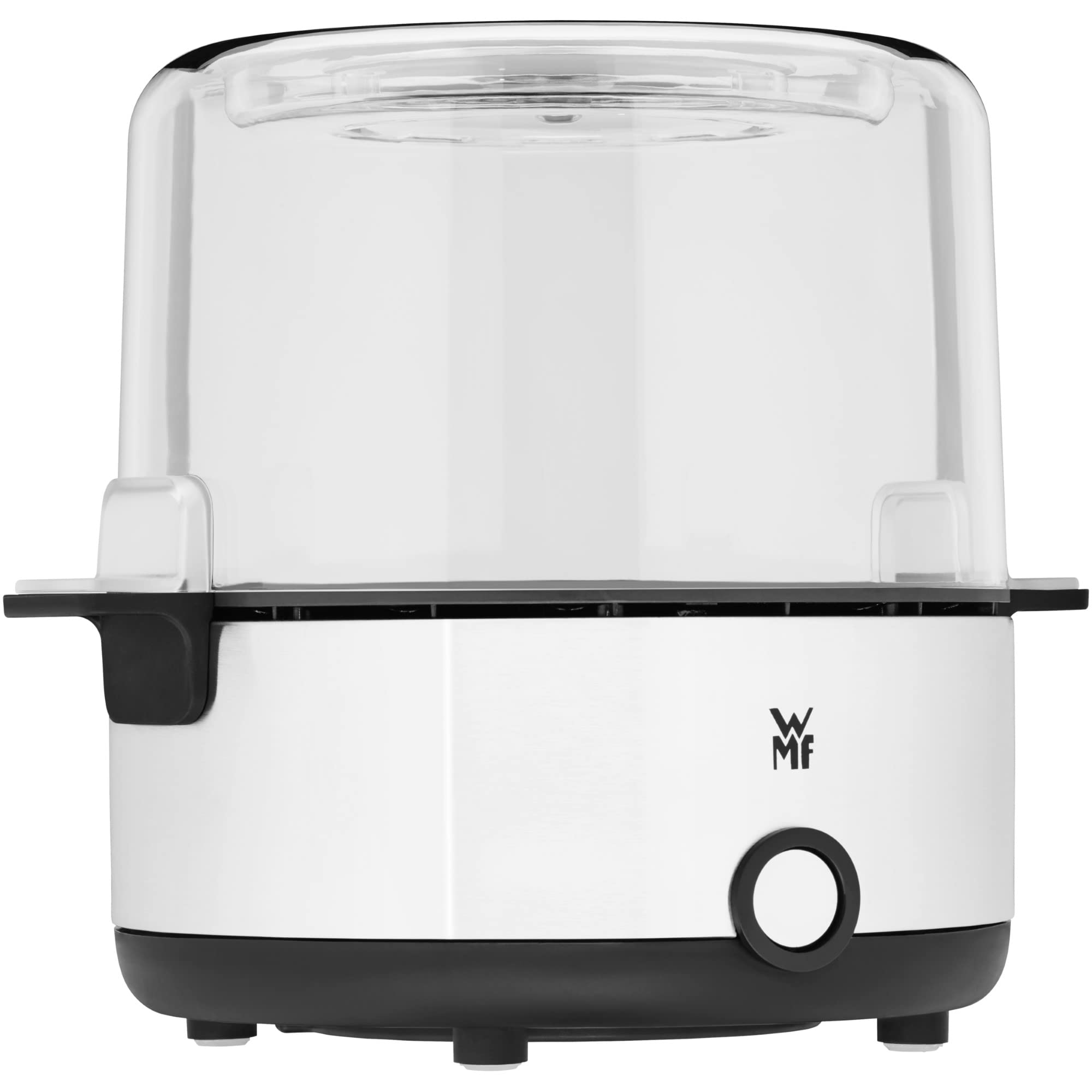WMF KITCHENminis - Macchina per popcorn, piastra riscaldante rivestita, coperchio per servire, apertura per sciogliere il burro, preparazione con zucchero e sale, salvaspazio, in acciaio inox opaco