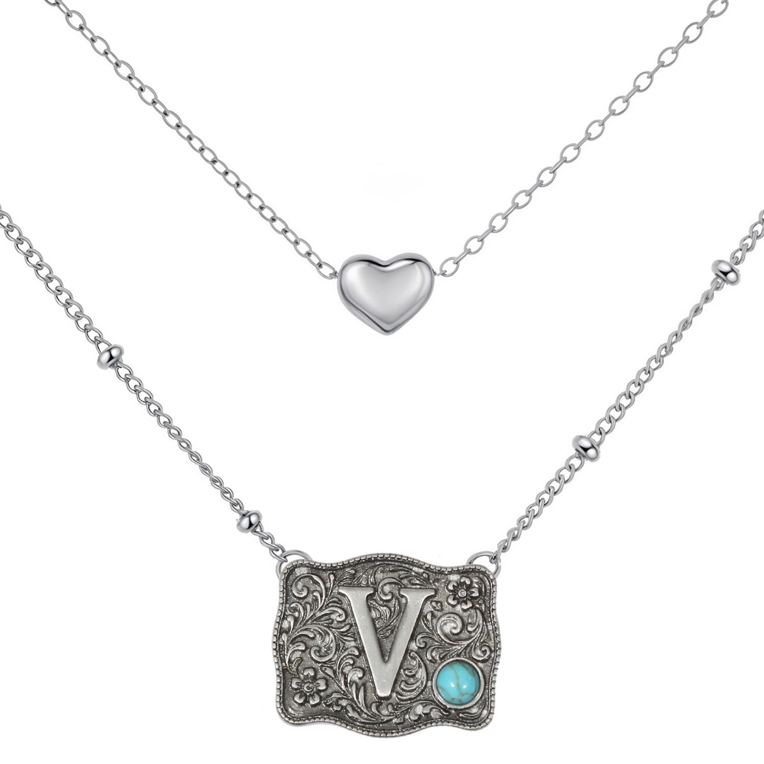 Belt Buckle Bracelet Initial Letter A-Z Bracelets Western Cow Tag Bracelet Belt Buckle Necklace Western Style Initial Letter Pendant Necklace