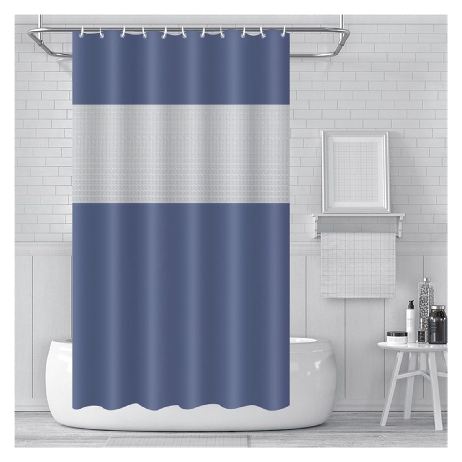 Rideau de douche transparent avec 12 crochets - 180 x 180 cm