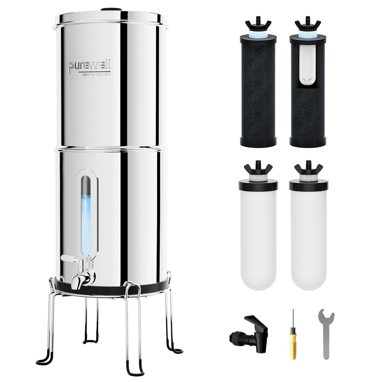 Purewell 2.25G Gravity Water Filter System with Water Level Window