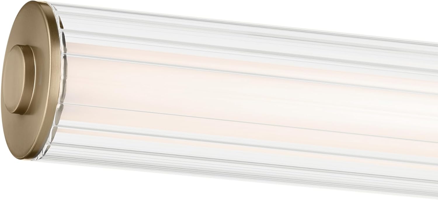 Kichler Laurene 26.5" LED Medium Linear Bath Bar Medium LED with Clear Fluted Glass in Champagne Bronze, for Vanity, Hallways, Buffet, Fireplace, (26.5" W x 5" H) 55196CPZLED